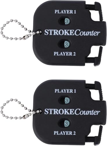 2 Pcs Golf Stroke Counters, Portable Score Keeper with Hanging Rope Mini Square Design 2 Player Stroke Counter Clicker for Golf Training Competitions & Games