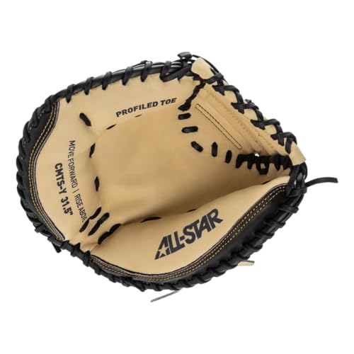 All-Star Top Star Series Catching Mitt - Left/Right Hand Throw - Adult and Youth Size - Baseball Glove, Catchers Mitt - color: Black|Tan, size: 31.5" YOUTH