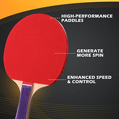 Outus Pack Portable Table Tennis Combo 8 Paddles & 12 Balls with Carry Bag for Indoor Outdoor Sport