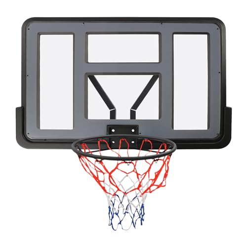 44'' Basketball Backboard and Rim Combo, Indoor Outdoor Pole Mount Basket Ball Hoop, Wall Mounted Basketball Hoops PET Backboard and Rims Competition Combo Durable Rims All-Weather Net