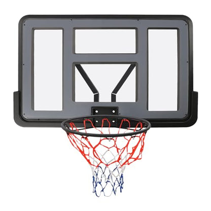 44'' Basketball Backboard and Rim Combo, Indoor Outdoor Pole Mount Basket Ball Hoop, Wall Mounted Basketball Hoops PET Backboard and Rims Competition Combo Durable Rims All-Weather Net