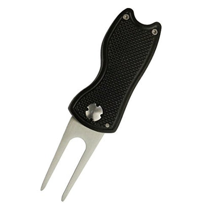 Foldable Golf Divot Repair Tool with Golf Ball Marker - color: Black-USA Flag