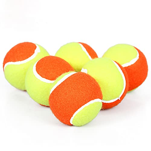 URBEST Tennis Ball 12 Packs Training Tennis Balls Practice Balls for Novice Player, Pet Dog Playing Balls with Mesh Carry Bag - color: Yellow-orange