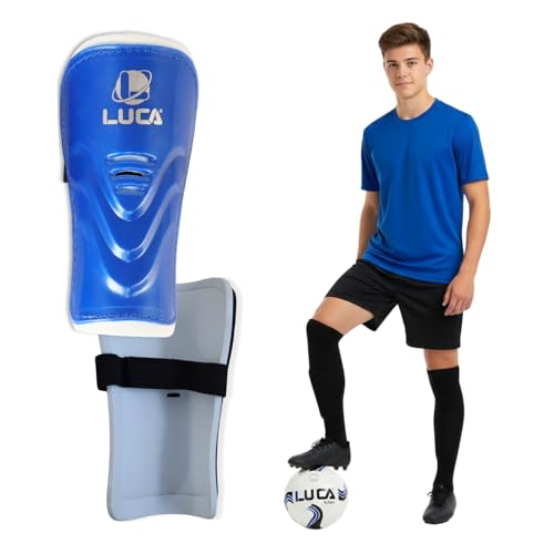 LUCA Sports Soccer Shin Guards for Youth & Adults - Superlight Shin Guards for Boys, Girls, Men & Women - (2) Shinguard Set - color: Blue, size: Large