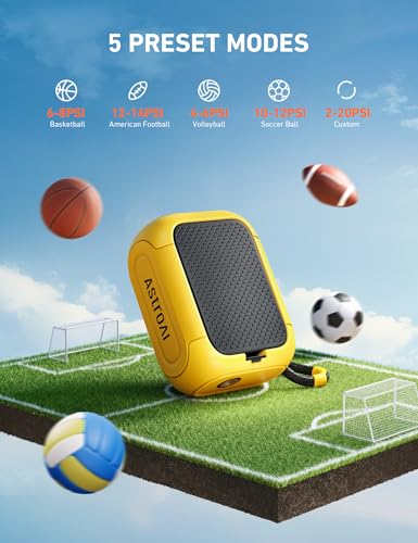 AstroAI Portable Electric Ball Pump - Ultra Fast Inflation, with Digital LCD Display, Preset Pressure with Ball Needle for Basketball, Soccer, and Sports Balls