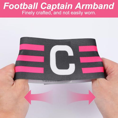 6 Pcs Captain Armbands, Black Soccer Captain Armband Adjustable Leader Armband Team Sport Armbands Football Rugby Basketball Player Band for Adult Youth Soccer Volleyball Team