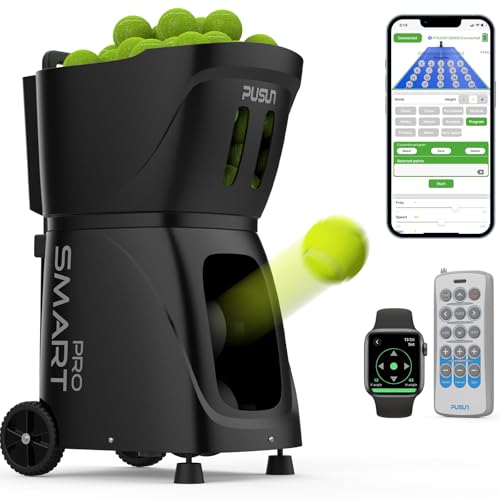 Smart Tennis Ball Machine PT-SMART PRO - 100+ Ball Capacity, Full APP Control, Internal Spin Serve, Ideal for Training & Matches - color: White