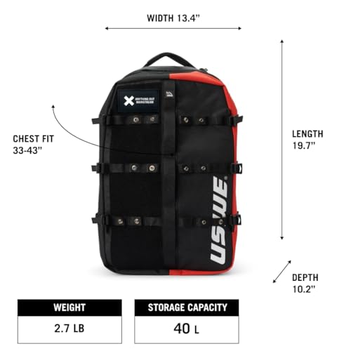 USWE Buddy Athlete Gear Pack, Duffle Bags to Store Sports Gear, Essentials, Ideal For Travelling, Gym, Training and More (40L Gear Pack Black/Red) - style: 40l Gear Pack Black/Red