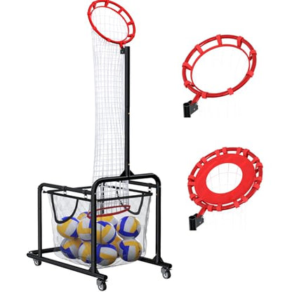 Volleyball Setter Training Equipment – Adjustable Height & Angle, Precision Target Cloth for Accurate Setting, Portable with Wheels, Ball Storage Net Bag Skill Levels