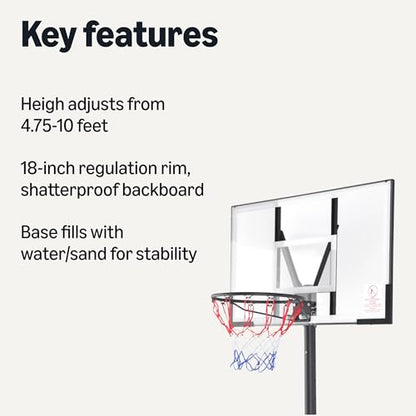 Amazon Basics Portable Basketball Hoop Outdoor Goal System, 4.75-10ft Adjustable