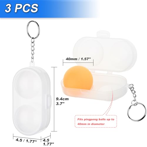Cosmos 3 Pcs Table Tennis Ball Protective Case Ball Holder Ping Pong Ball Carry Box Portable Table Tennis Ball Storage Box with Keychain for Ping Pong Container Ball Accessories