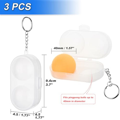 Cosmos 3 Pcs Table Tennis Ball Protective Case Ball Holder Ping Pong Ball Carry Box Portable Table Tennis Ball Storage Box with Keychain for Ping Pong Container Ball Accessories