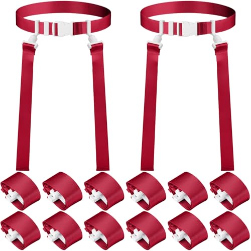 Peryiter 2/12/24/36 Player Flag Football Belt, Adjustable Football Belts and Flags for Kids Youth Adult Sport Team Training - color: Red