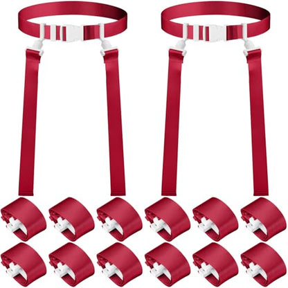 Peryiter 2/12/24/36 Player Flag Football Belt, Adjustable Football Belts and Flags for Kids Youth Adult Sport Team Training - color: Red