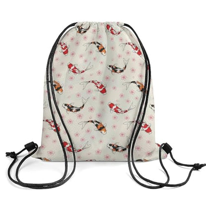 Water Resistant Drawstring Backpack Gym String Bag with Compartment for Yoga Swimming Beach Sports Unisex, Fish Carps Animals Wildlife Bags - color: Picture (347)