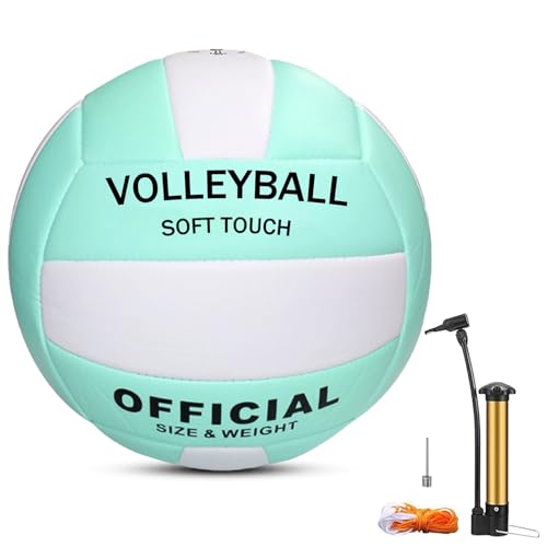 Magicorange Volleyball, 1 Pack Official Size 5 Volleyballs- PU Leather Indoor Outdoor Soft Touch Volleyballs for Beach Play, Game,Gym,Training -Includes Ball Pump - color: Blue