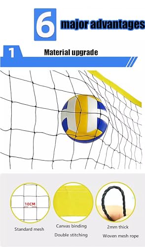 Portable Outdoor Volleyball Net System - Sag-Resistant Design, Complete with Poles, Volleyball, Pump & Carrying Case - Ideal for Beach & Grass Play.