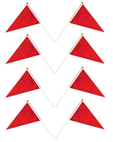 50 Pack Red Pennant Small Mini Flags On Sticks,Hand Held Solid Red Pennant DIY Graffiti Flag,Party Events Celebration,School,Grand Opening,Kids Birthday,Sports Clubs,Flower Pot - color: red