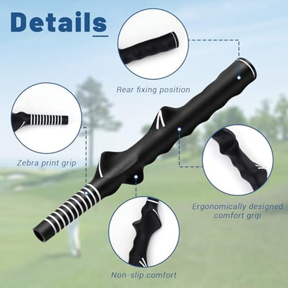 2 Pack Golf Grip Trainer Right Hand, Black Rubber Golf Training Grip Corrector, Standard Golf Grip Aid for Swing Practice Men Women Beginner Correct Posture (2)