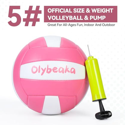 6-Angle Adjustable Volleyball Rebounder Net 7x4ft, High Stable Bounce Back Training Equipment for Practicing Volleying Bumping Spiking with High-Tension Net, PU Volleyball and Pump, Stakes - color: Pink