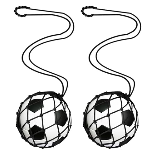 LOOEEL 2Pcs Soccer Ball Net Kicker,Football Kick Trainer,Soccer Return Trainer Net,Solo Soccer Ball Net Training Fits Ball Size 3 4 5 Bungee Trainer Juggling Net. - color: Black
