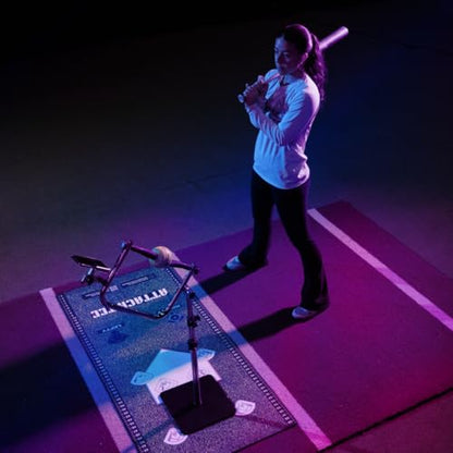 Attack Mat - Premium Batting Mat for Baseball & Softball Practice, Baseball Hitting Mat with Optimal Contact Point, Tee, and Foot Placement Placement Guide. Ideal for Hitting Instructors. - style: Attack Mat Black