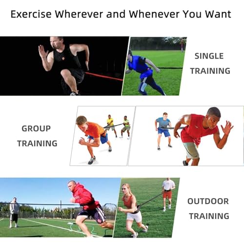 Resistance Speed Training Set, 8pcs Exercise Explosive Force Bounce Physical Equipment Double Rope Improve Agility Power Strength for Jumping Basketball Tennis Football Volleyball - color: Blue-6.6ft