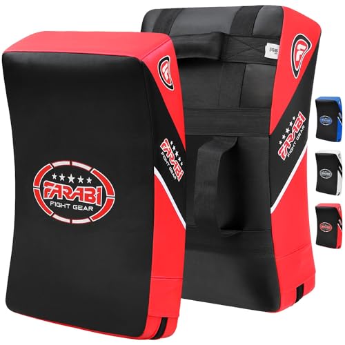 Farabi Sports Kick Shield 20.5 inches Large Curved Muay Thai Kicking Shield Strike Pad MMA Punching Foot Target Boxing Training Kick Pad Martial Arts Karate Taekwondo Kick Pad X 1 Unit - color: Red Black