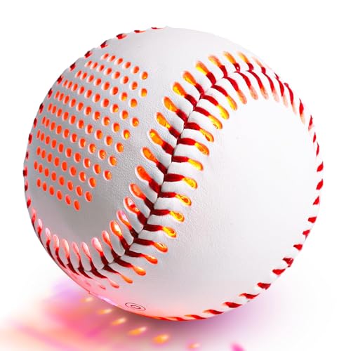 Glow Baseball Bluetooth Speaker，Portable Sports Gift for Fans, Waterproof Outdoor Speaker with Party Lights. - color: Red
