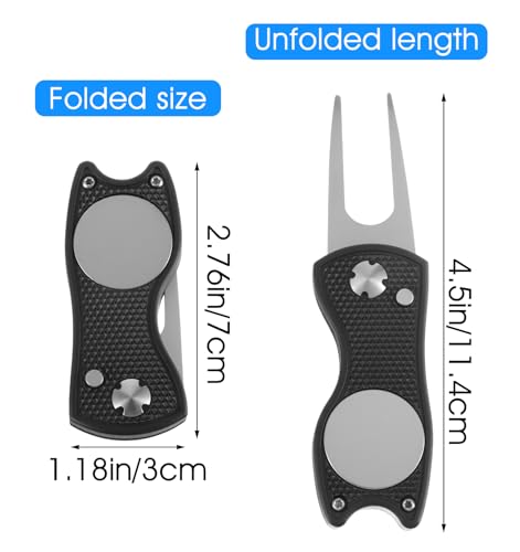 Divot Tool and Ball Marker, Metal Golf Divot Tools with Pop-up Button & Magnetic Marker for Golfers (Black)