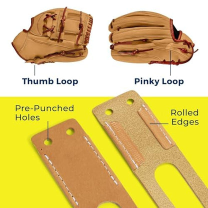 TOFL Baseball Glove Lace Kit | 6 Leather Laces, Lacing Needle, Thumb & Pinky Straps | Heavy Duty Baseball Glove Relacing Kit - color: Green