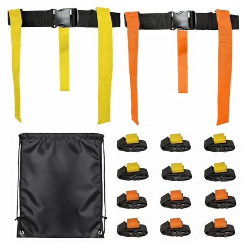 HE Adult Flag Football Belts 40″ Adjustable, Extra-Wide 2″ Heavy-Duty Polypro – American Made Lifetime Waranty Several Colors - color: Yellow/Orange