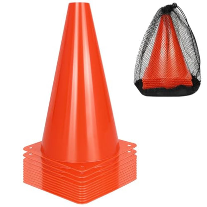 PXZBLG 12/24/50pcs Soccer Cones, 7" Soccer Cones, Plastic Traffic Cones, Training Cones for Basketball Football Skating Drills Practice - color: Red, size: 9", 12pcs