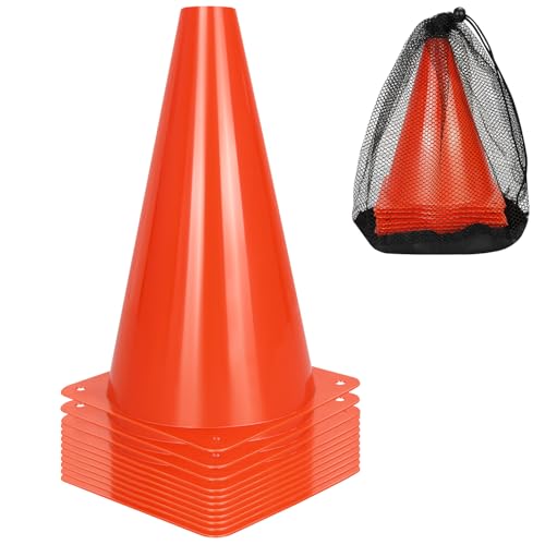 PXZBLG 12/24/50pcs Soccer Cones, 7" Soccer Cones, Plastic Traffic Cones, Training Cones for Basketball Football Skating Drills Practice - color: Red, size: 9", 12pcs