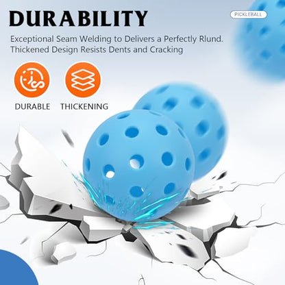 Pickleball Balls 6 Pack | 12 Pack- 40 Holes Outdoor Pickleball with Bag, Perfectly Balanced, High Bounce, Crack-Resistance，USAPA Standard - Multiple Colors