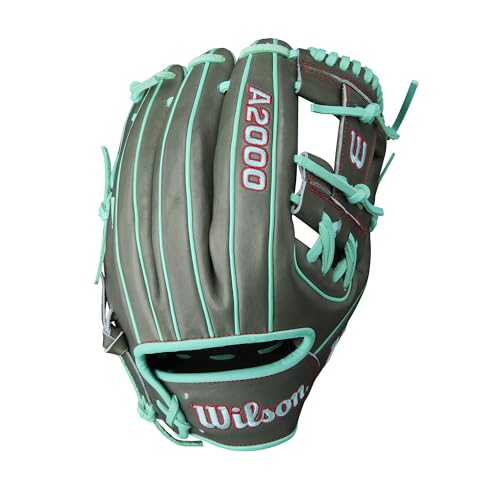 Wilson Summer 2025 A2000® Baseball Gloves - color: Charcoal/Seafoam/Red, size: Infield - 11.75"