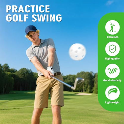 26 Pack Practice Golf Balls, 41mm Hollow Airflow Plastic Golf Balls with Golf Tees, for Indoor Outdoor Driving Range Backyard Swing Practice - color: White