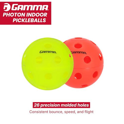 Gamma Photon Indoor Pickleballs Pack of 6, USAPA Approved, High-Visibility, Durable and Ultra-Balanced