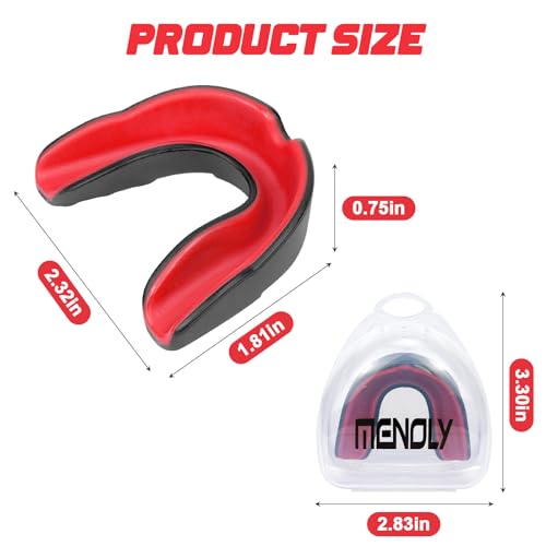 MENOLY Youth Mouth Guard - 5 Packs Football Mouth Guard, BPA Free Mouth Guard with Portable Case, Mouth Guard Sports for Boxing, Basketball, Lacrosse, MMA, Hockey, Wrestling, Soccer - size: Medium (8-14 Year old)
