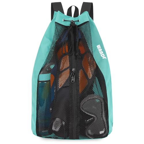 WANDF Swim Bag Mesh Drawstring Backpack Beach Backpack for Swimming, Gym, and Workout Gear - color: Mint Green