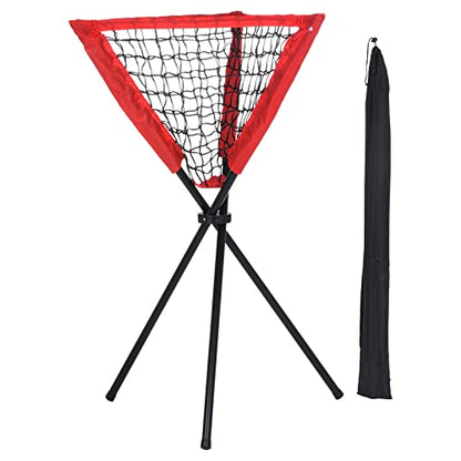 PATIKIL Baseball Caddy Portable Baseball Bucket of Balls Batting Practice Ball Caddy Stand with Carry Bag for Softball Holders Hitting Batting Practice Training, Red