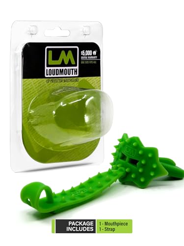 Loudmouth 3D SpikeSurge Football Mouthguard with Strap, Fits Adult & Youth, Mouth Guard Football Accessories (Hawk Fluorescent Green)