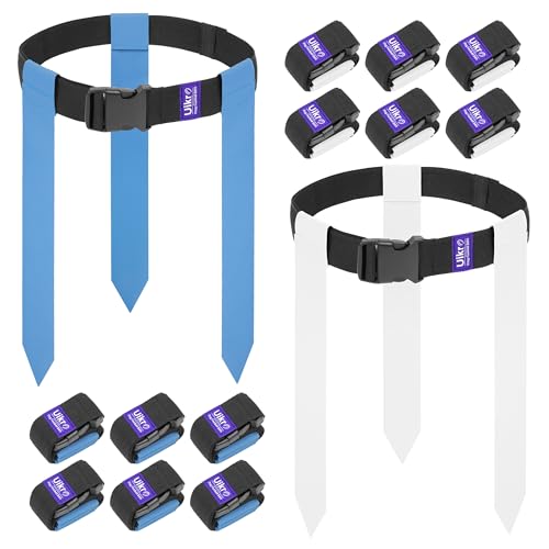 Flag Football Belts, 14 Player Flag Football Set with 42 Flags for Adults Youth Kids, Sports Training Competition - color: Blue & White, 14 Player, 42 Flags