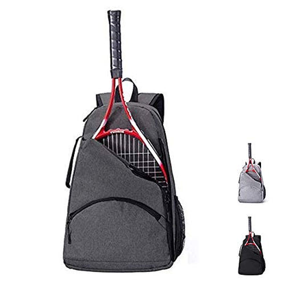 QCWN 2 Raquet Tennis Bag,Tennis Bags For Men Women,Tennis Backpack,Durable Tennis Bookbag,Tennis Pickleball Bag,Tennis Bag Waterproof,Raquet Carrier for Balls, Pickleball Paddles, Badminton Rackets - color: Dark Grey