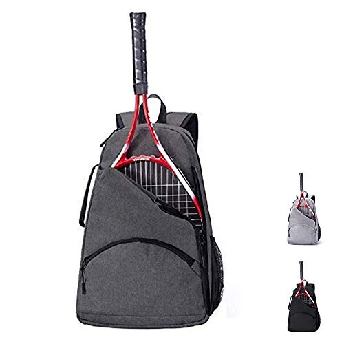 QCWN 2 Raquet Tennis Bag,Tennis Bags For Men Women,Tennis Backpack,Durable Tennis Bookbag,Tennis Pickleball Bag,Tennis Bag Waterproof,Raquet Carrier for Balls, Pickleball Paddles, Badminton Rackets - color: Dark Grey