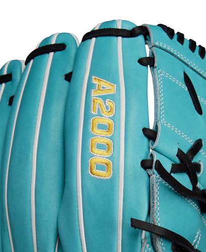 Wilson Spring 2025 A2000® Baseball Gloves - color: Teal/Yellow/Black, size: Pitcher - 12"