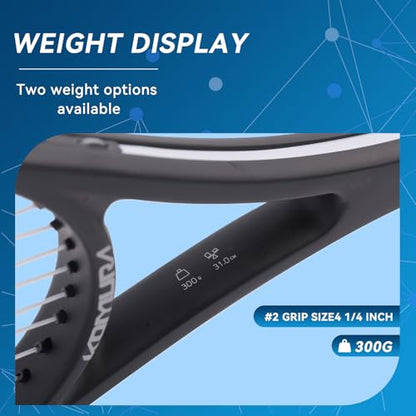Sweet Spot Tennis Training Racket 37-Inch Compact Head Design 300g Lightweight Professional Racket Ideal for Teenagers and Professional Trainers - color: Black-300g