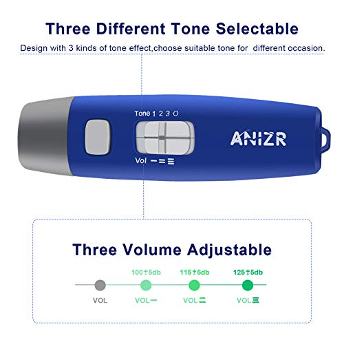 ANIZR Electronic Whistles with Lanyard,Adjustable 3 Tone & 3 High Volume Hand Emergency Whistle Basketball Referee Whistle for Coach,Teacher,Police,Outdoor Camping Boating Hiking(with Battery) - color: Blue with battery