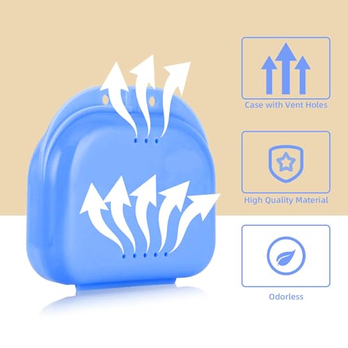 Orthodontic Retainer Case with Vent Holes, Denture Box Mouthguard Container Mouthpiece Aligner Case with Hinged Lid Snaps for Office|Travel|Household - 12 Months Warranty