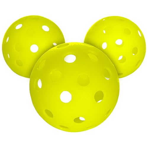 Franklin Sports Training Pickleballs - Training Pickleballs for Beginners + Skill Practice - 69mm or 80mm Outdoor Pickleballs - Pickleball 3 Pack - Optic Yellow